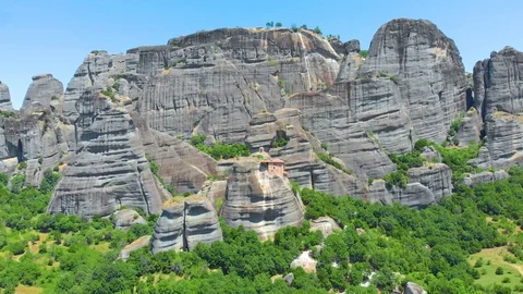 Greece. Rocks of Meteora. Complex of Orthodox monasteries Stock Footage 128627432