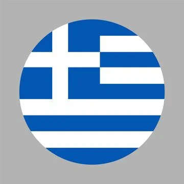 Greece round flag. Circular button, banner, icon. Stock Illustration