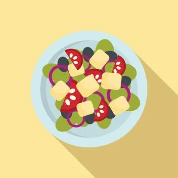 Greece salad icon, flat style Illustrazione stock