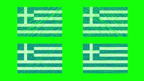 Greece Scribble Animation on Green Screen Background. Looping seamless anim.. Stock Footage 241576601