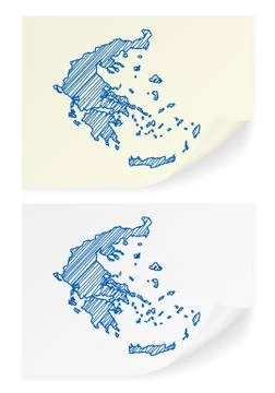 Greece scribble map 스톡 일러스트