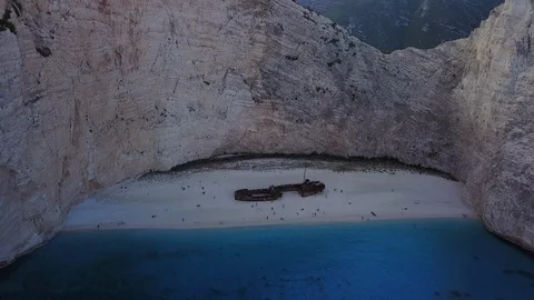 Greece Shipwreck Beach Aerial Pulling Away Stock Footage 101284302