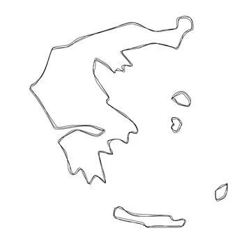 Greece simplified sketch map Stock Illustration