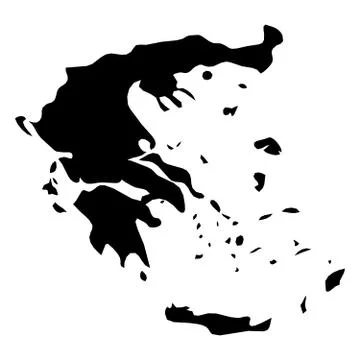 Greece - solid black silhouette map of country area. Simple flat vector Stock Illustration