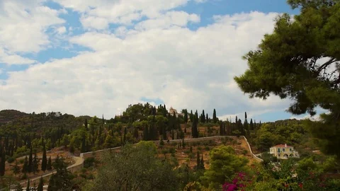 Greece spetses island mountain cloud time lapse Video stock 127188171