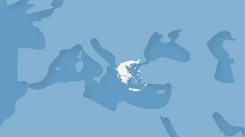 Greece Spotlight on World Map Animation, Mediterranean Nation Geographic Reveal Stock Footage 339273175