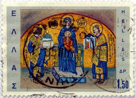 Greece stamps Stock Photos