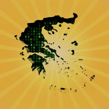 Greece sunburst map with hex code illustration Stock Illustration