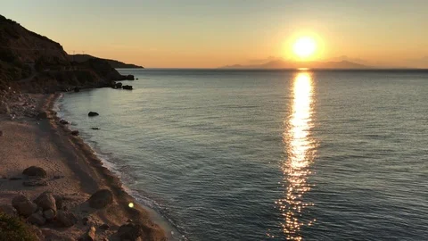 Greece, Sunrise over beach. 4K. Stock Footage