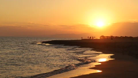 Greece Sunset Timelapse Over Sea Waves with Sky Clouds Horizon Stock Footage 332410354