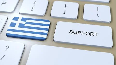 Greece Support Concept. Button Push 3D Illustration. Support of Country or Go Stock Illustration
