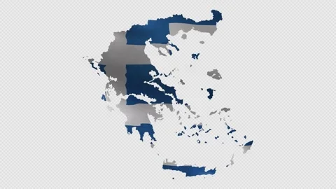 Greece Territory Map Filled with Waving Flag Motion Graphic Transparent Stock Footage 339945039
