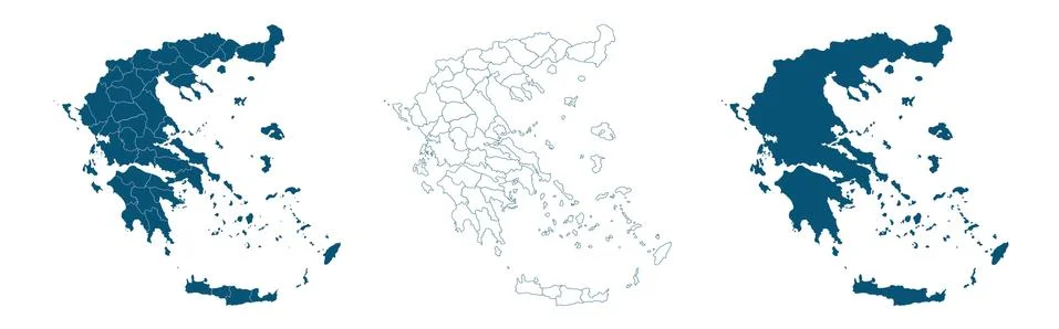 Greece Vector Map Regions Isolated. Vector illustration Stock Illustration