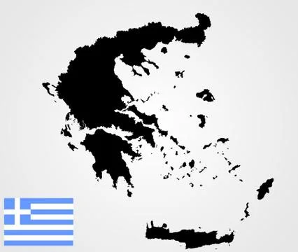 Greece vector map silhouette and vector flag isolated on white Stock Illustration