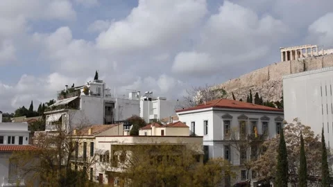 Greece view featuring Acropolis Athens Greece and stunning Greek landscape from Stock Footage 308324607