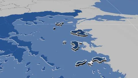 Greece - Voreio-Aigaio extruded on solid map Illustrazione stock