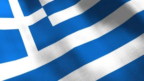 Greece waving flag. Seamless cgi animation highly detailed fabric texture in  写真素材