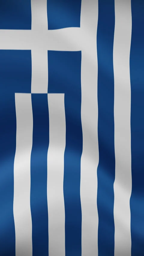 Greece Waving Flag in Vertical Orientation – Realistic Loop Animation Stock Footage 294947778