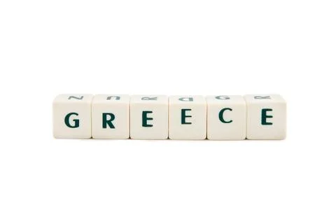 GREECE white cube text on white background Stock Photos