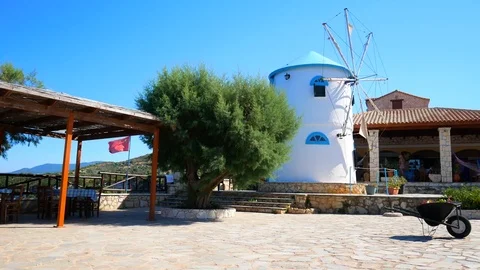 Greece windmill Stock Footage 77691083
