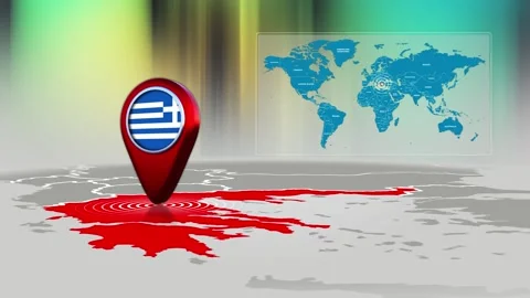 Greece World Map Pin Location Background Loop 4k Stock Footage 341771647