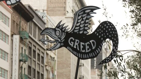 "GREED" Protest Banner Video stock 71605779