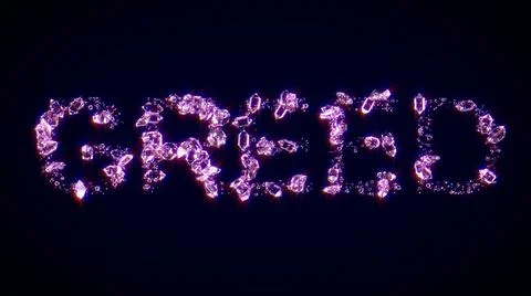 Greed - text made of shining pink diamonds, isolated - object 3D rendering Stock Illustration