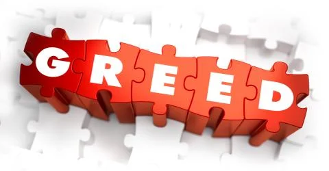 Greed - Text on Red Puzzles Stock Illustration