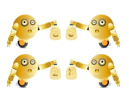 Greedy currency robot Stock Illustration