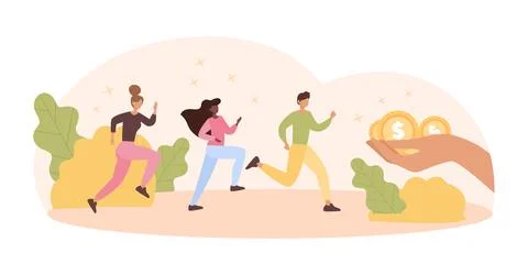 Greedy people chasing Stock Illustration