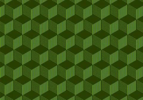 Greeen geometric cube pattern design Triad color design Stock Illustration