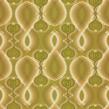 Greek 3d textured vector seamless pattern. Light green abstract geometric pat Ilustración de archivo