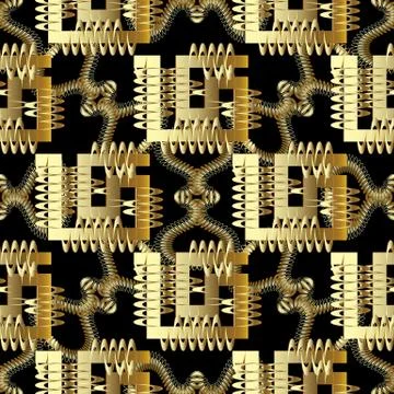 Greek 3d vector seamless pattern. Modern abstract geometric patterned backgro Ilustración de archivo