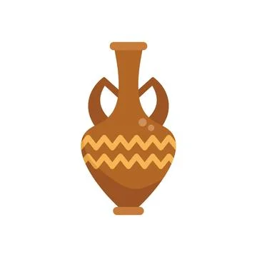 Greek amphora icon flat vector. Vase pot Stock Illustration