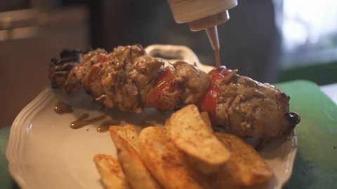 Greek barbeque meat grill Stock Footage 98239361