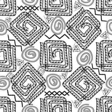 Greek black and white vector seamless pattern.  Geometric patterned white bac Stock Illustration