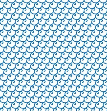 Greek blue waves seamless vector pattern ornament Stock Illustration