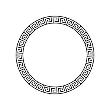 Greek circle pattern border. Vector round greek frame ornament ancient circular Stock Illustration