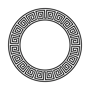 Greek circle pattern border. Vector round greek frame ornament ancient circular 스톡 일러스트