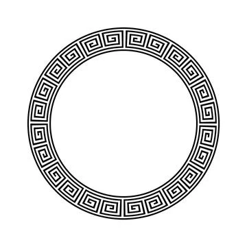 Greek circle pattern border. Vector round greek frame ornament ancient circular Illustrazione stock