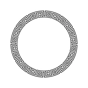Greek circle pattern border. Vector round greek frame ornament ancient circular Stock Illustration