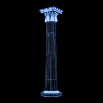 Greek column grid in black background Stock Illustration