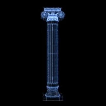 Greek column grid in black background Stock Illustration