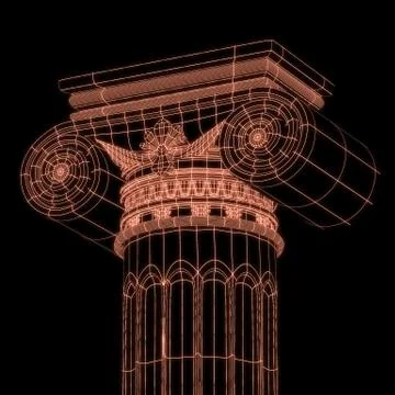 Greek column grid in black background Stock Illustration