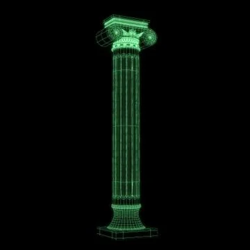 Greek column grid in black background Stock Illustration