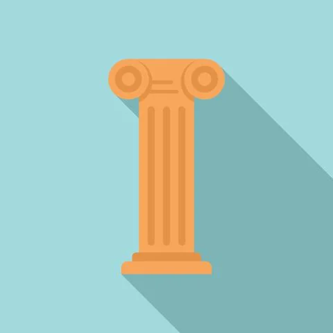 Greek column icon flat vector. Roman pillar Ilustración de archivo
