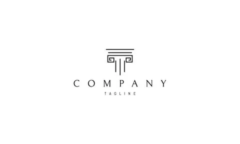 Greek Column Line Abstract Vector logo design Stock Illustration