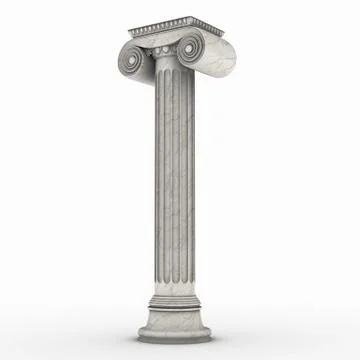 Greek column marble in white background Stock Illustration