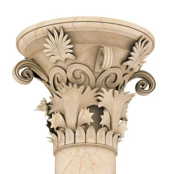 Greek column marble in white background Stock Illustration