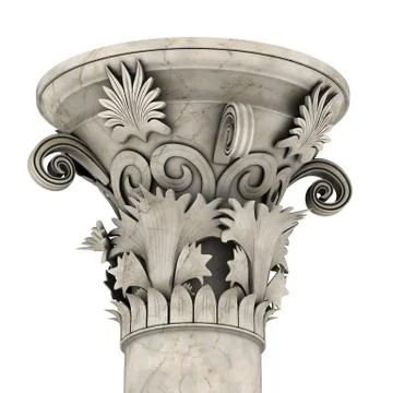 Greek column marble in white background Stock Illustration